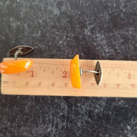 Vintage 830 Silver Amber Cufflinks - Picture 8 of 10